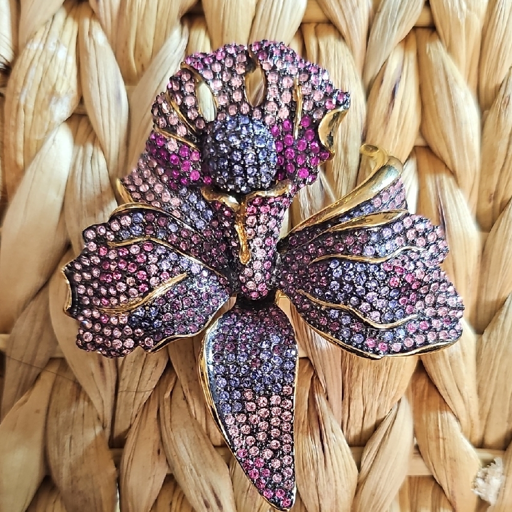 Joan Rivers Exotic Orchid Huge Brooch